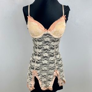 Native Intimates Nightgown Built in Bra 34B Lace See Through Skirt Peek A Boo